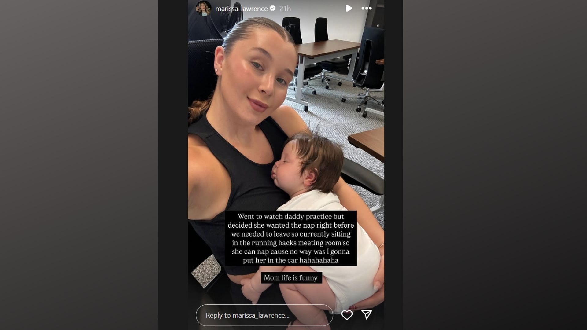Trevor Lawrence's wife Marissa's IG Story (IG/marissa_lawrence)